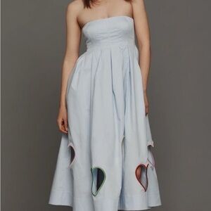 Maeve Blue Strapless Pleated Sundress NWT